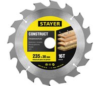 STAYER ⌀ 235 x 30 мм, 16T, пильный диск по дереву с гвоздями 3683-235-30-16