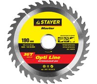 STAYER ⌀ 190 x 30 мм, 36T, диск пильный по дереву 3681-190-30-36