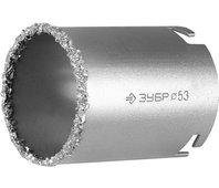 ЗУБР d 53 мм, L - 55 мм, карбид-вольфрамовая крошка, кольцевая коронка 33350-53