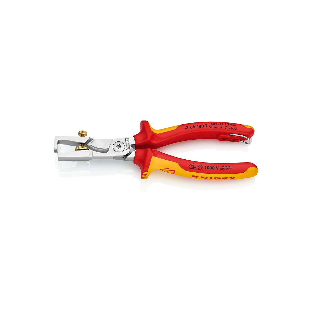 StriX® стриппер-кабелерез 2-в-1 VDE, 180 мм, хром, 2-комп ручки, проушина для страховки, BK