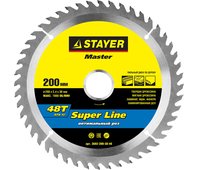 STAYER ⌀ 200 x 30 мм, 48T, диск пильный по дереву 3682-200-30-48