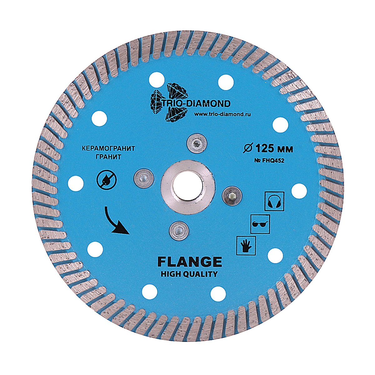 Trio Diamond Диск алмазный отрезной 125*м14 Турбо с фланцем hot press FHQ452