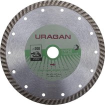 URAGAN 200 мм, по бетону, камню, кирпичу, алмазный диск отрезной ТУРБО 909-12131-200