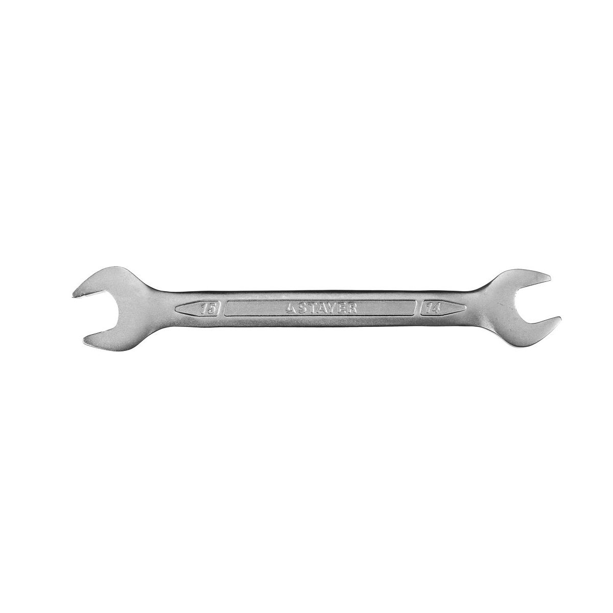 STAYER 14х15 мм, Cr-V сталь, хромированный, гаечный ключ рожковый 27035-14-15
