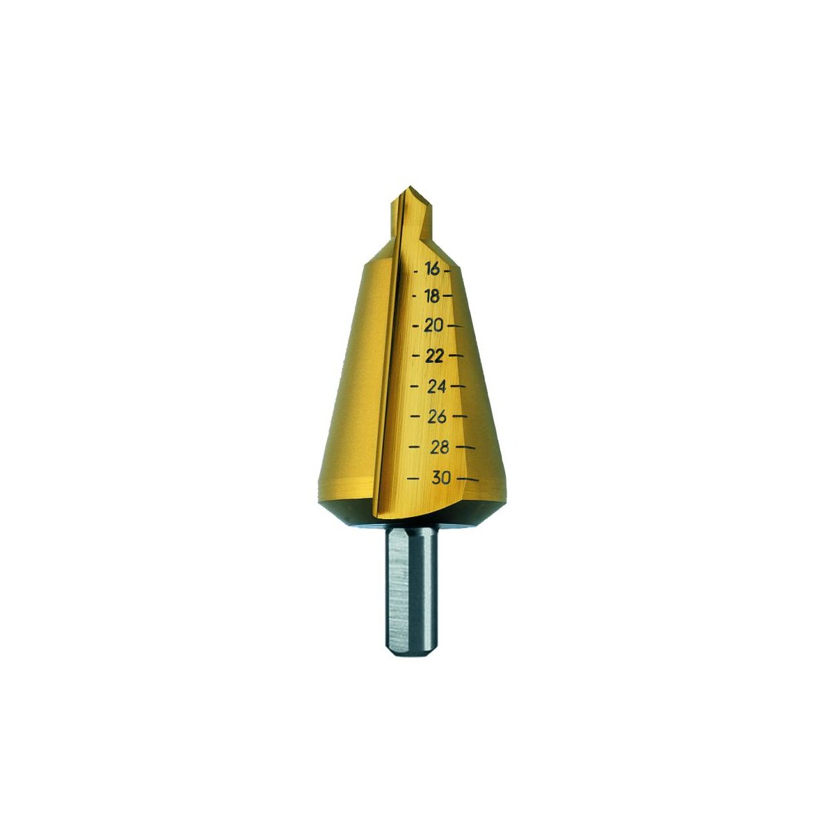 Сверло конусное, HSS-E TiN, d 6-20 мм, прямая канавка, трёхплоскостной хвостовик, CBN шлифовка
