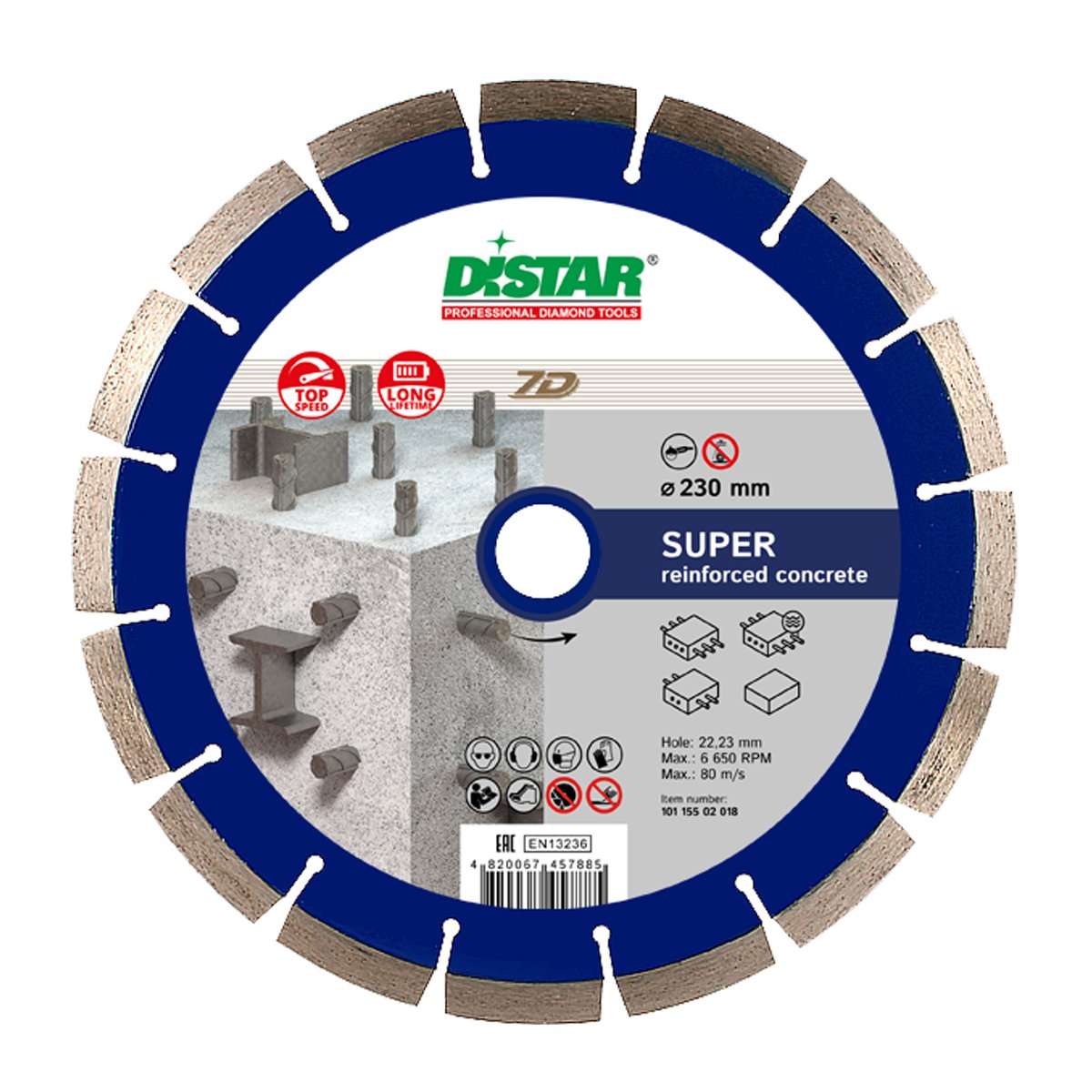 Диск алмазный сегментный  1A1RSS/C3-W 230x2,6/1,8x10x22,23-16 Super, DiStar