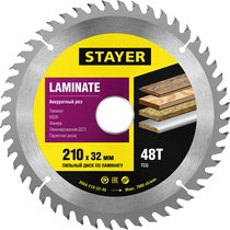 STAYER ⌀ 210 x 32 мм, 48 T, пильный диск по ламинату 3684-210-32-48