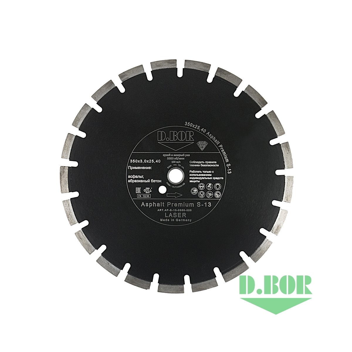 Алмазный диск Asphalt Premium S-13, 400x3,2x25,40 (арт. AP-S-13-0400-025) "D.BOR"
