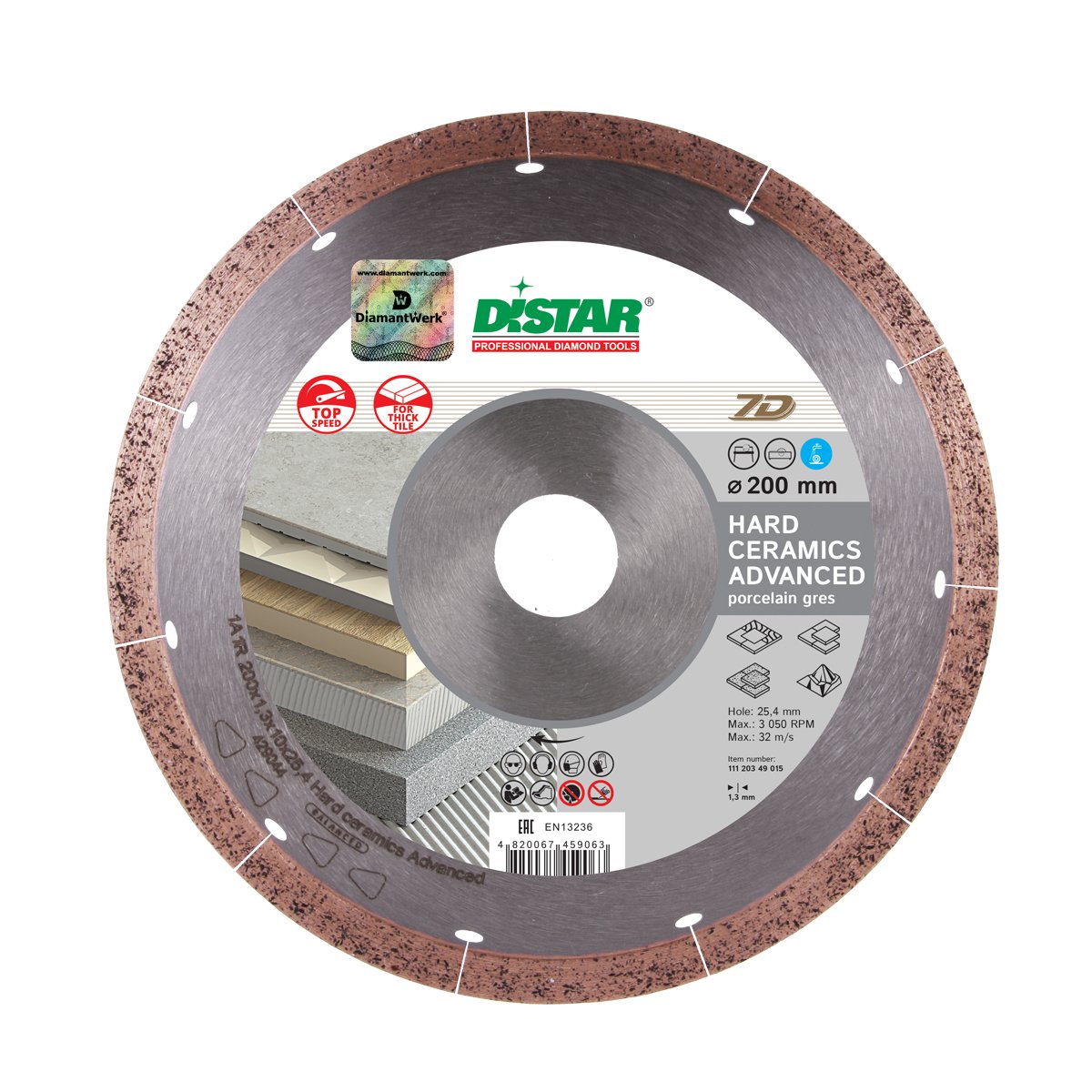 Диск алмазный DISTAR 1A1R 250x1,5x10x25,4 Hard ceramics Advanсed