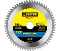 STAYER ⌀ 250 x 32 мм, 60T, диск пильный по дереву 3682-250-32-60