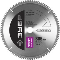ЗУБР ⌀ 305 х 30 мм, 100T, диск пильный по алюминию, пластику 36853-305-30-100 Профессионал