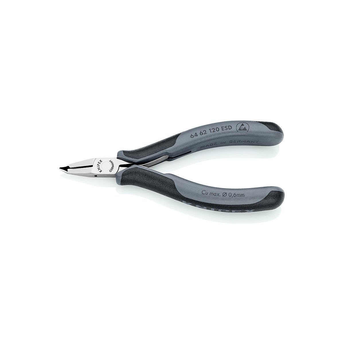 Кусачки торцевые для электроники ESD, маленькая фаска, узкие губки 65°, 120 мм, 2-комп антистатические ручки