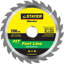 STAYER ⌀ 200 x 32 мм, 24T, диск пильный по дереву 3680-200-32-24