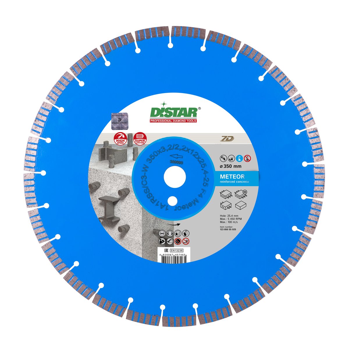 Диск алмазный сегментный  1A1RSS/C3-W 400x3,5/2,5x12x25,4-28 F4 Meteor, DiStar