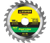 STAYER ⌀ 190 x 30 мм, 24T, диск пильный по дереву 3680-190-30-24