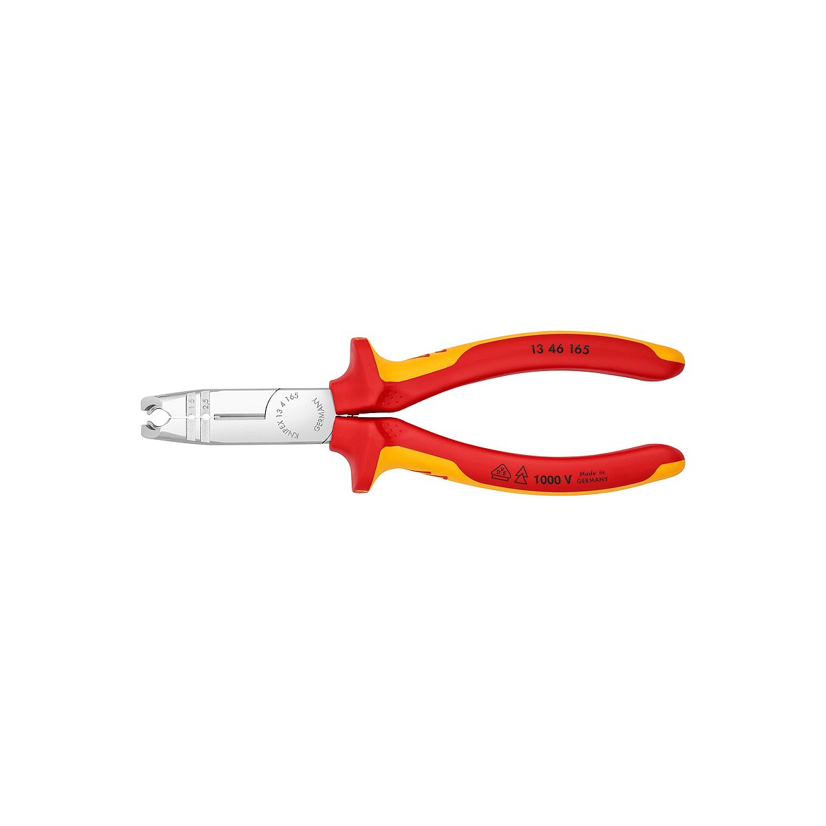 Клещи-стрипперы VDE для круглых кабелей, 0.75-1.5/2.5 мм², длина 165 мм, хром, 2-комп диэлектрические ручки