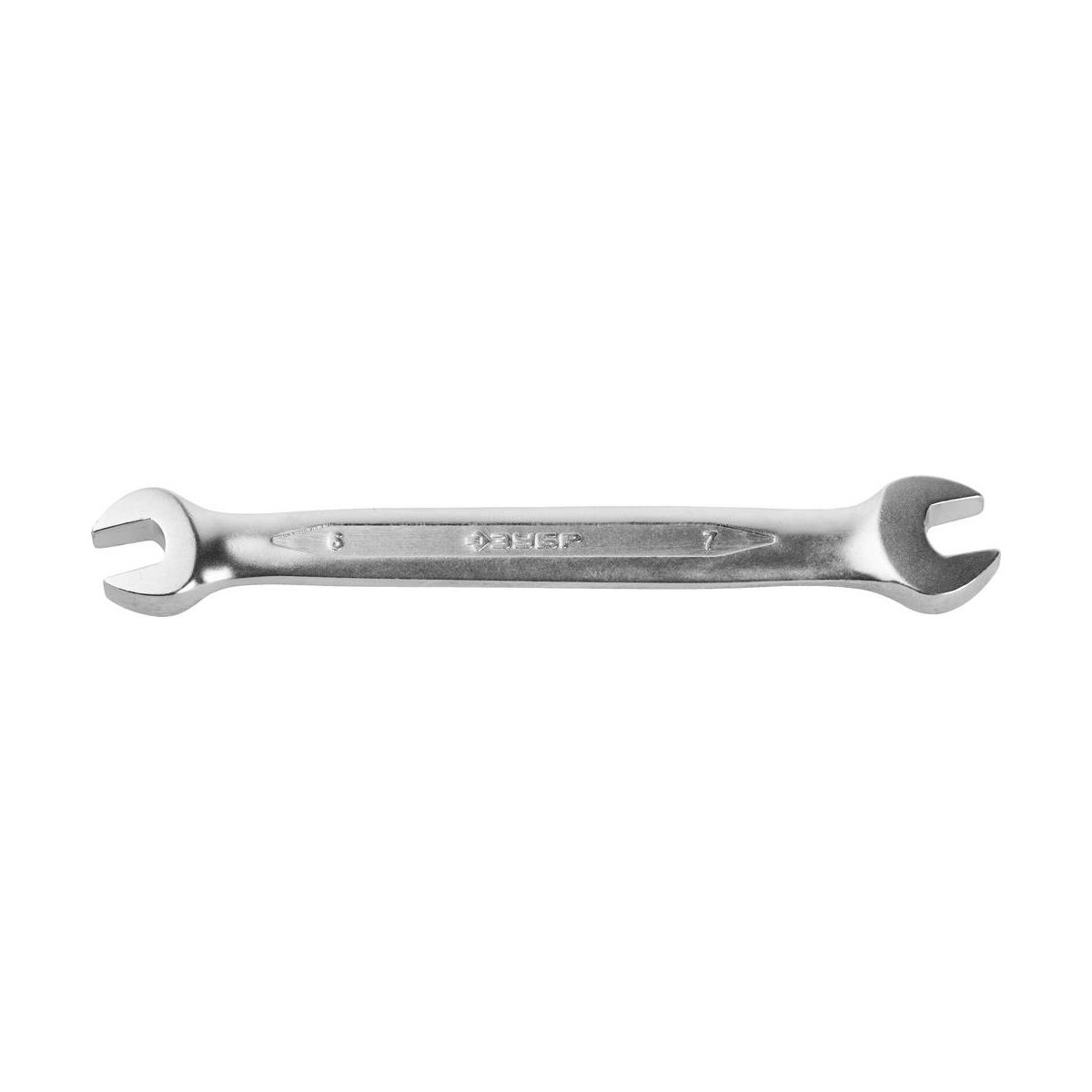 ЗУБР 6х7 мм, Cr-V сталь, хромированный, гаечный ключ рожковый 27027-06-07