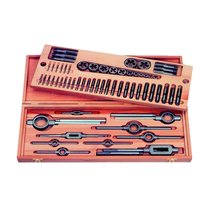 Набор резьбонарезного инструмента No 6004 HSS, 43 пр., M5-M6-M8-M10-M12-M14-M16-M18-M20, деревянный кейс