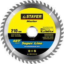 STAYER ⌀ 210 x 30 мм, 48T, диск пильный по дереву 3682-210-30-48