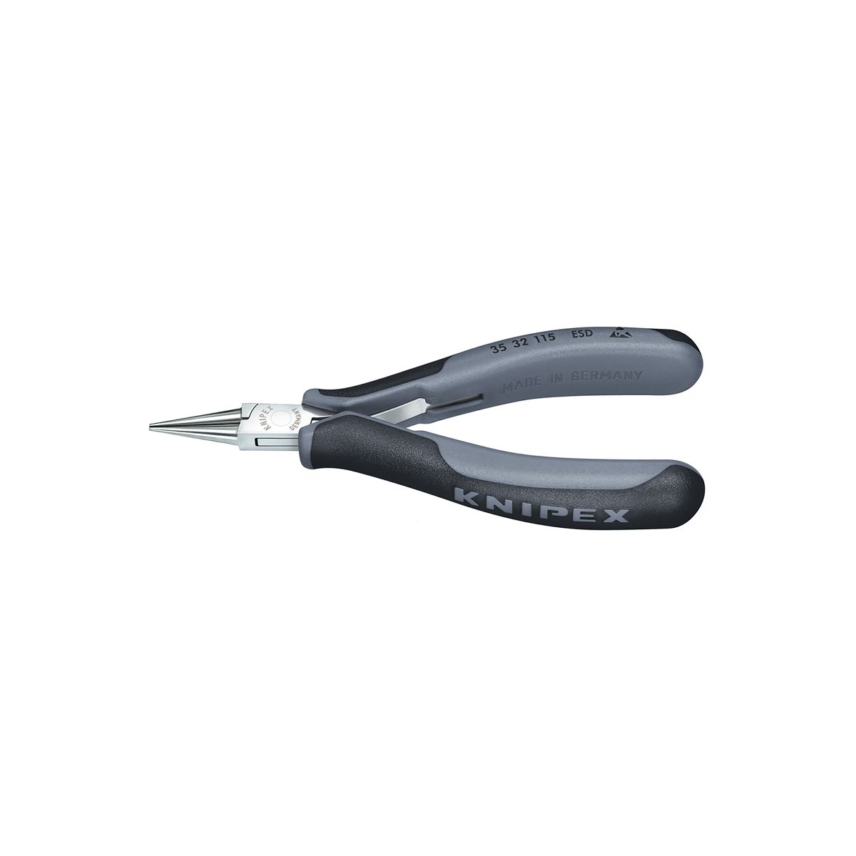Плоскогубцы захватные для электроники ESD, круглые губки, 115 мм, 2-комп антистатические ручки