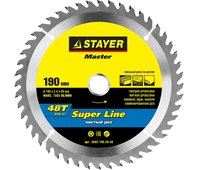 STAYER ⌀ 190 x 20 мм, 48T, диск пильный по дереву 3682-190-20-48