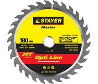 STAYER ⌀ 180 x 20 мм, 30T, диск пильный по дереву 3681-180-20-30