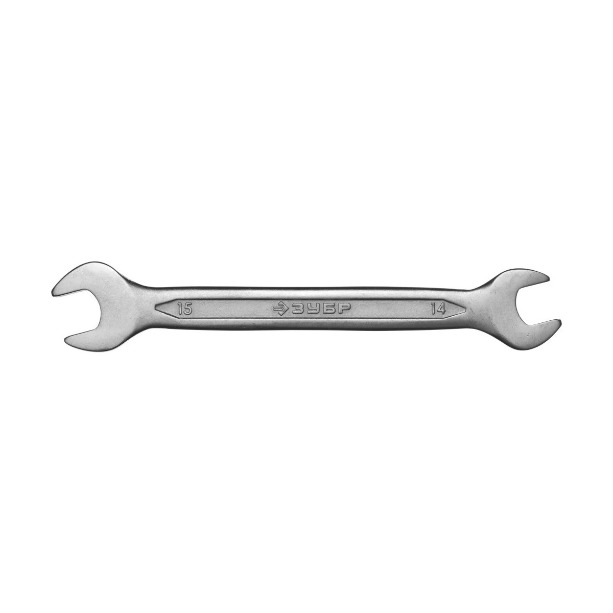 ЗУБР 14х15 мм, Cr-V сталь, хромированный, гаечный ключ рожковый 27010-14-15