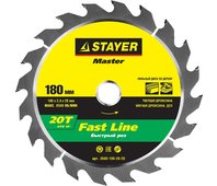 STAYER ⌀ 180 x 20 мм, 20T, диск пильный по дереву 3680-180-20-20