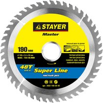 STAYER ⌀ 190 x 30 мм, 48T, диск пильный по дереву 3682-190-30-48