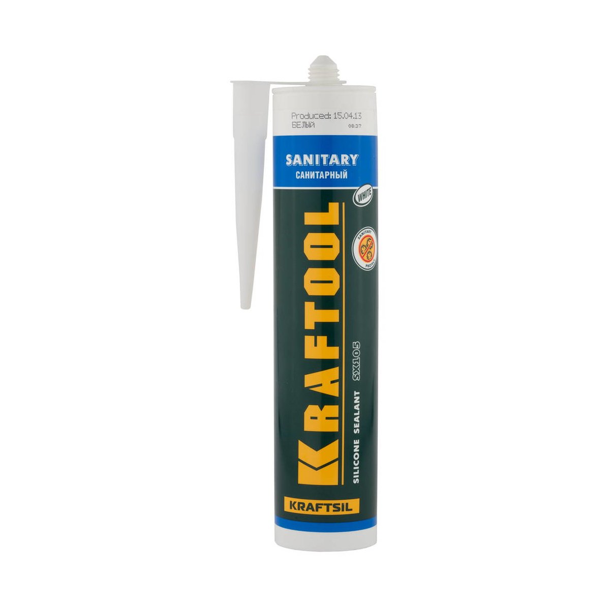 KRAFTOOL 300 мл, санитарный, белый, силиконовый герметик KRAFTSIL SX105 41255-0