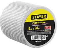 STAYER 10 см х 20 м, 3х3 мм, cетка самоклеящаяся стеклотканевая FIBER-Tape 1246-10-20