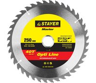 STAYER ⌀ 250 x 30 мм, 40T, диск пильный по дереву 3681-250-30-40