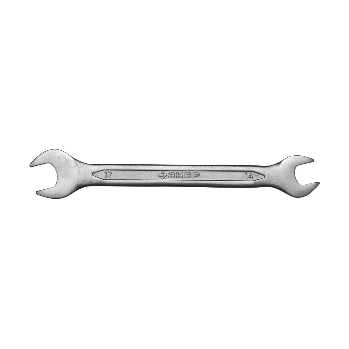 ЗУБР 14х17 мм, Cr-V сталь, хромированный, гаечный ключ рожковый 27010-14-17
