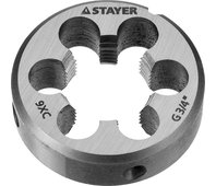 STAYER сталь 9ХС, для трубной резьбы G 3/4", плашка круглая ручная MaxCut 28029-3/4