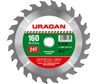 URAGAN ⌀ 160 x 16 мм, 24T, диск пильный по дереву 36801-160-16-24