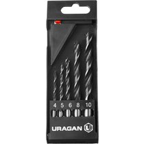 URAGAN 5 шт, 4-5-6-8-10 мм, набор спиральных сверл по дереву 29419-H5