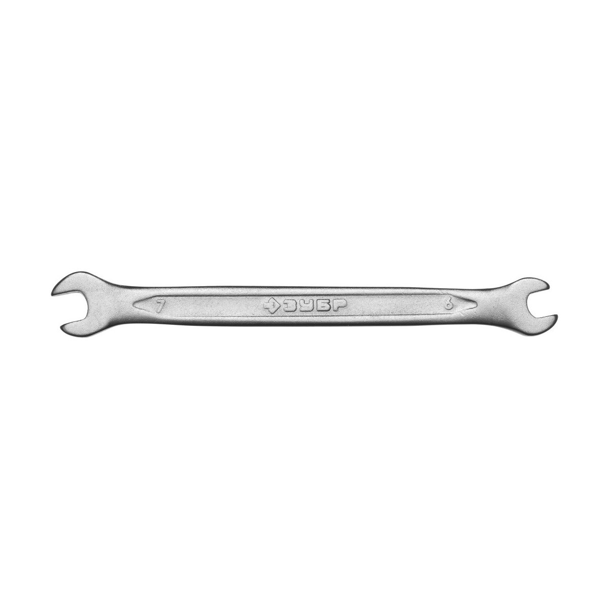 ЗУБР 6х7 мм, Cr-V сталь, хромированный, гаечный ключ рожковый 27010-06-07