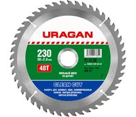 URAGAN ⌀ 230 x 30 мм, 48T, диск пильный по дереву 36802-230-30-48