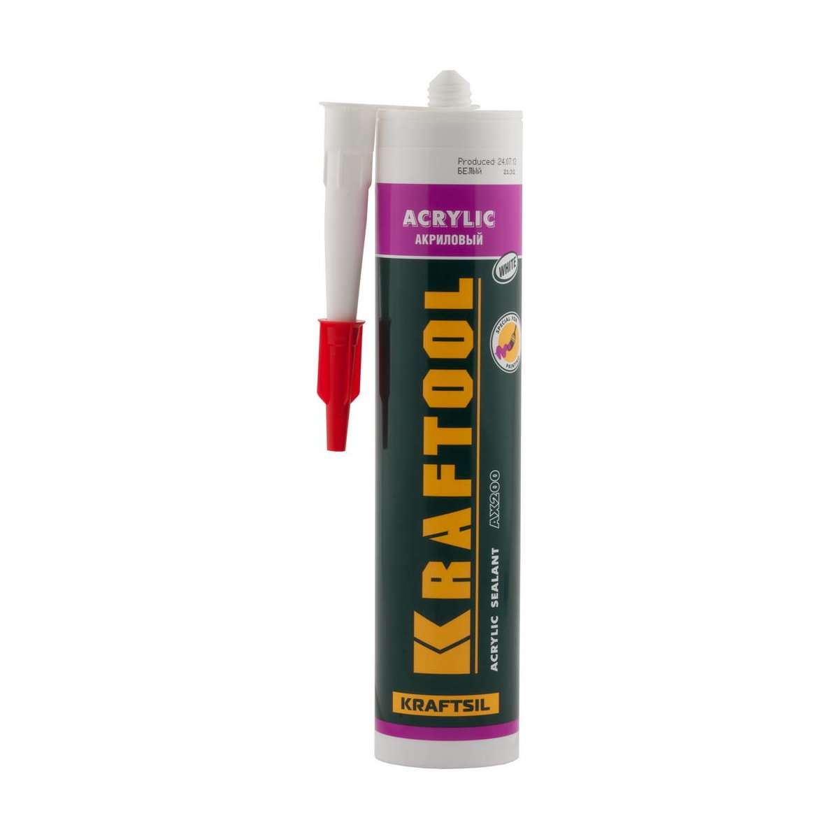 KRAFTOOL 300 мл, универсальный, белый, акриловый герметик KRAFTSIL AX200 41251-0