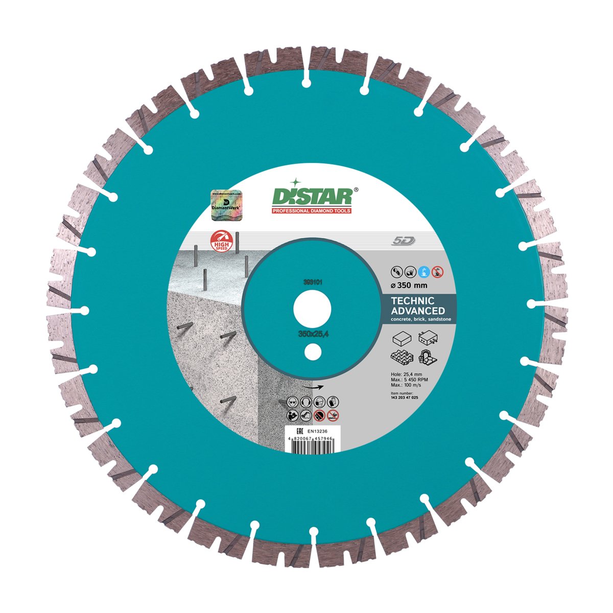 Диск алмазный сегментный  1A1RSS/C3-H 350x3,5/2,5x15x25,4-(11,5)-24  Technic Advanced, DiStar