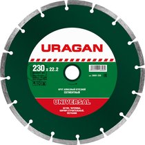 URAGAN ⌀ 230х22.2 мм, алмазный, сегментный, круг отрезной для УШМ 36691-230