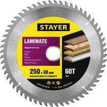 STAYER ⌀ 250 x 30 мм, 60T, пильный диск по ламинату 3684-250-30-60