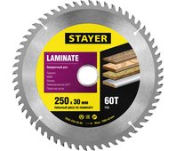 STAYER ⌀ 250 x 30 мм, 60T, пильный диск по ламинату 3684-250-30-60