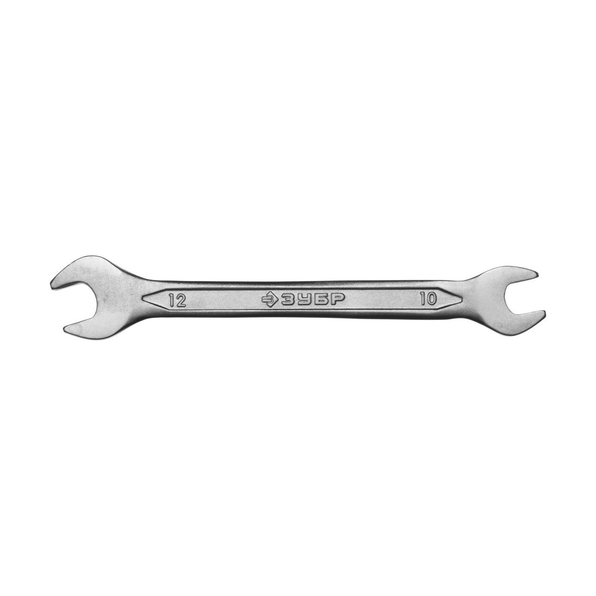 ЗУБР 10х12 мм, Cr-V сталь, хромированный, гаечный ключ рожковый 27010-10-12