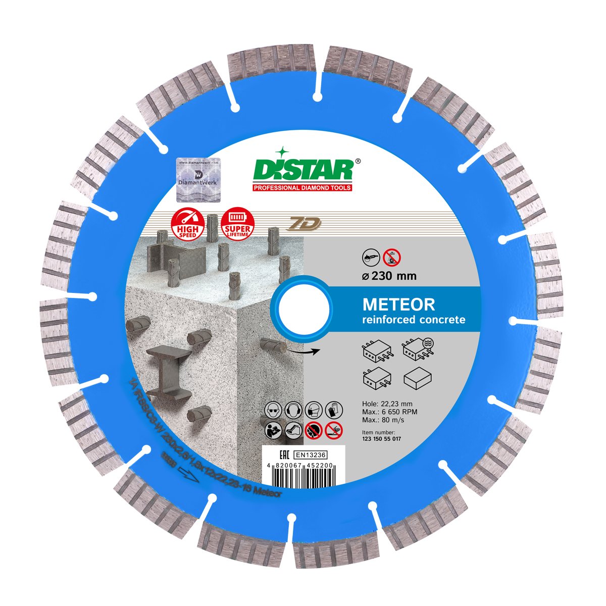 Диск алмазный сегментный  1A1RSS/C3-W 125x2,2/1,3x12x22,23-10 Meteor, DiStar