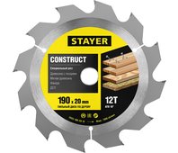 STAYER ⌀ 190 x 20 мм, 12T, пильный диск по дереву с гвоздями 3683-190-20-12