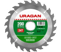 URAGAN ⌀ 200 x 32 мм, 24T, диск пильный по дереву 36800-200-32-24