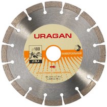 URAGAN 180 мм, по бетону, камню, кирпичу, алмазный диск отрезной 909-12112-180