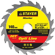 STAYER ⌀ 140 x 20 мм, 20T, диск пильный по дереву 3681-140-20-20