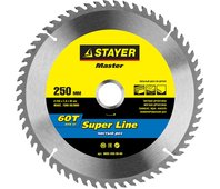 STAYER ⌀ 250 x 30 мм, 60T, диск пильный по дереву 3682-250-30-60